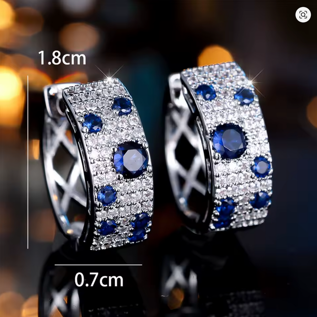Aretes plata/oro con piedras azules