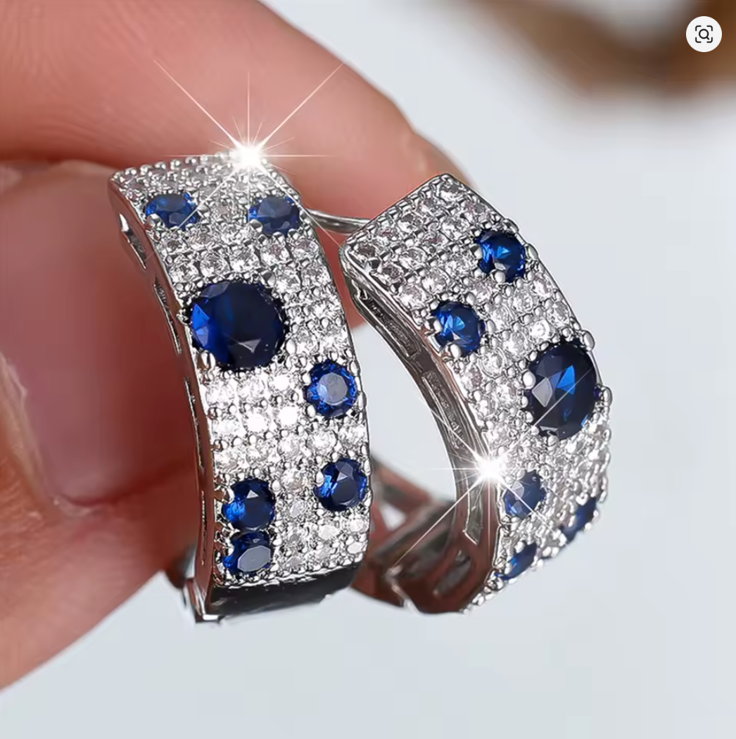 Aretes plata/oro con piedras azules