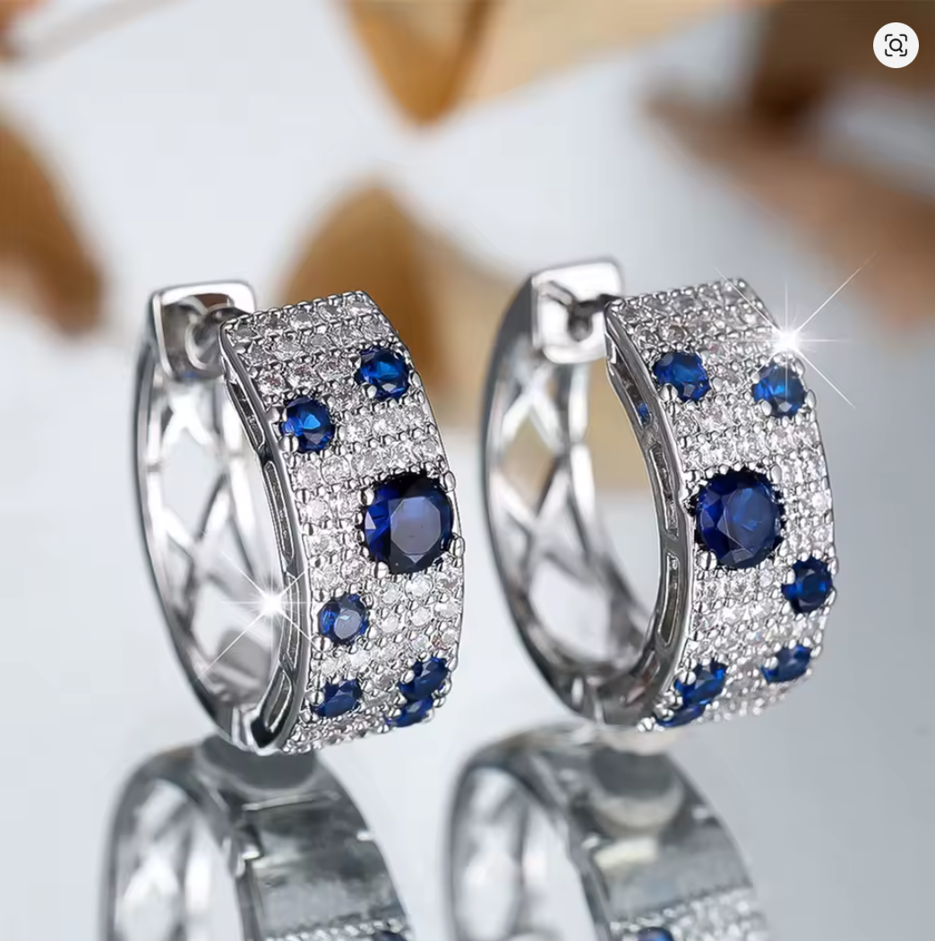 Aretes plata/oro con piedras azules
