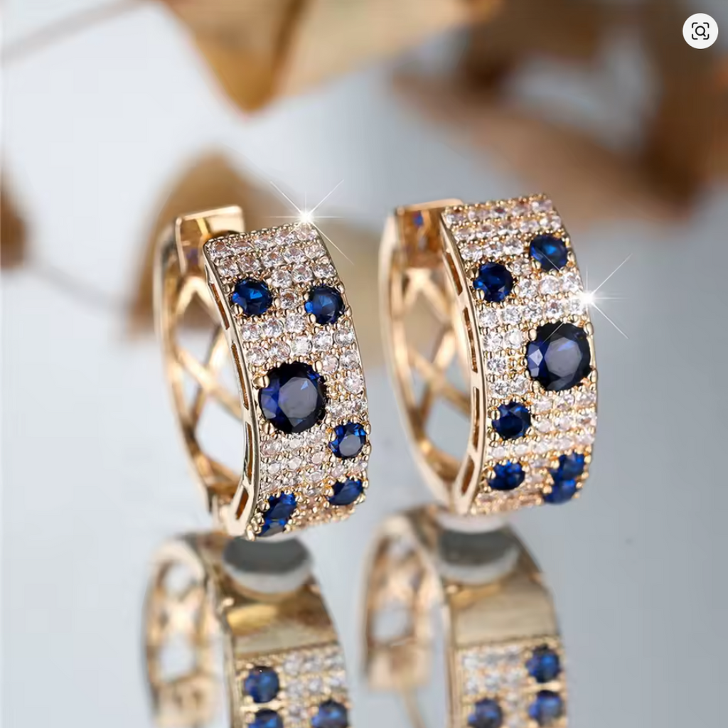 Aretes plata/oro con piedras azules
